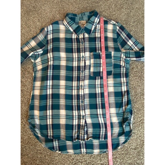Como Vintage Plaid Button-Up Shirt Women’s Small Teal Blue Flannel - Picture 6 of 7